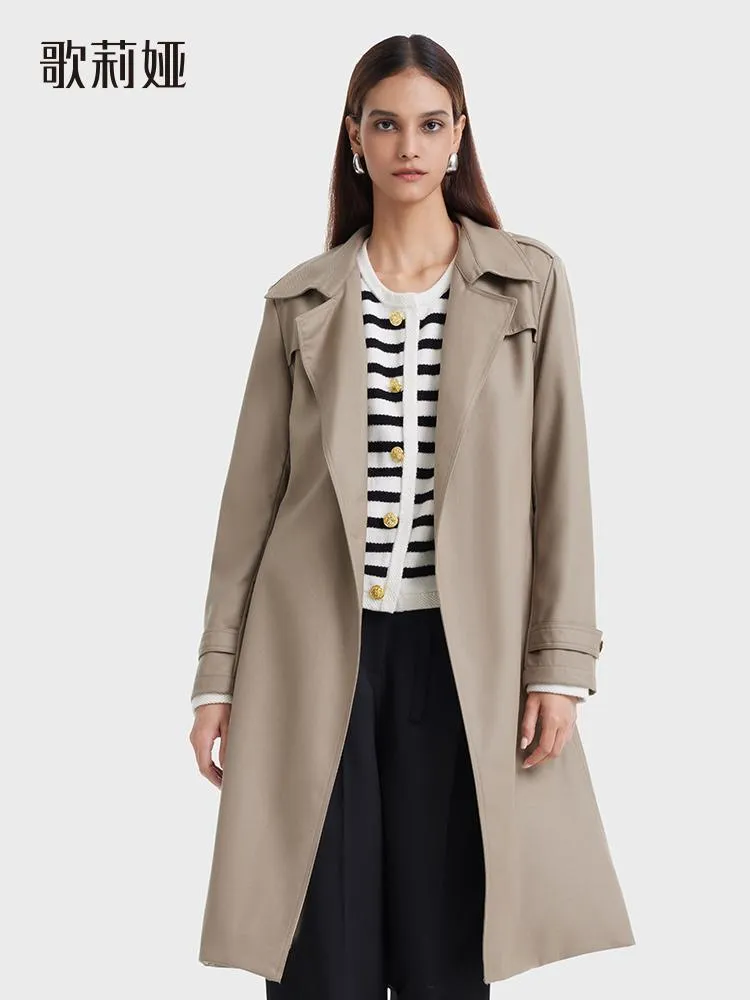 Worsted Wool Trench Coat With Belt