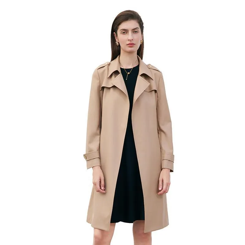 Worsted Wool Trench Coat With Belt