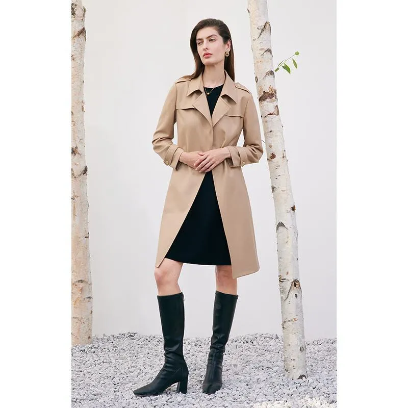 Worsted Wool Trench Coat With Belt